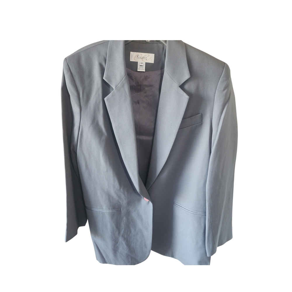 Career Essentials Vintage 100% Wool Women's Light Gray Blazer Size 14 2 For $38